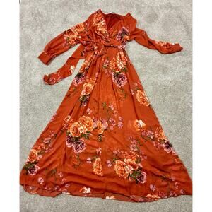NWT Baltic Born Lydia Floral Maxi Dress Boho Style Rust Red SZ S